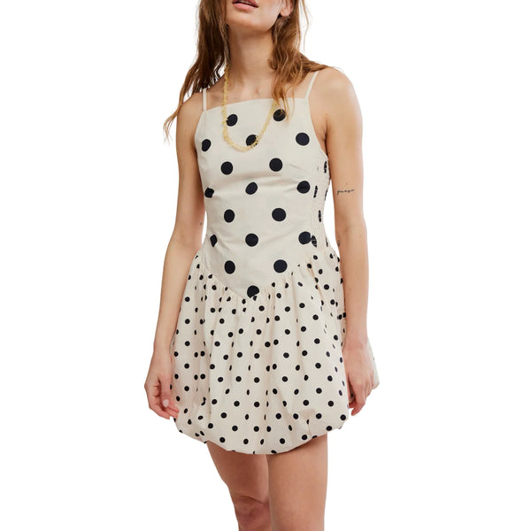 White & Black Polka Dot Strappy Mini Dress – Dresina